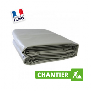 Bâche de Chantier 3 x 3 m Gris 640 g/m² - Bâche Chantier, BTP et Travaux