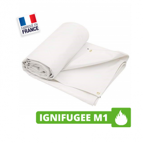 Bâche Ignifugée Anti-Feu M1 5x3 m Blanc 530 g/m²  - Bâche PVC ignifugée M1