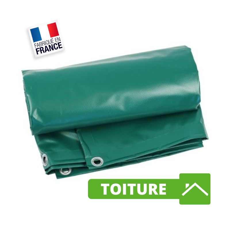 Bâche Toiture 3x2 m Vert 540 g/m² pour Charpentier et Couvreur