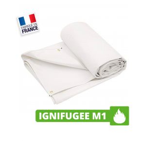 Bâche Ignifugée Anti-Feu M1 6x6 m Blanc 530 g/m² 